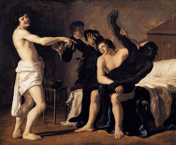 Three Young White Men and a Black Woman 1632 by Giovanni Francesco Guercino (BARBIERI)