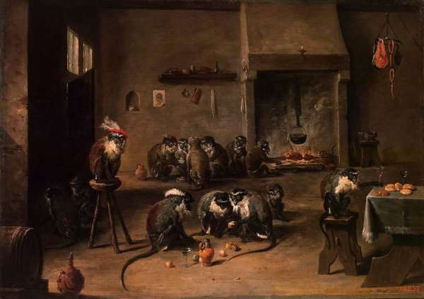 Apes in the Kitchen by David-The-Younger-Teniers