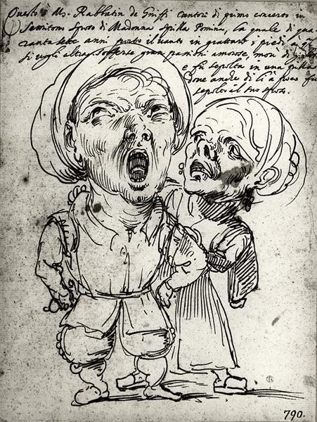 Caricature of Rabbatin de Griffi and his wife Spilla Pomina