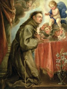 St. Anthony of Padua (1195-1231) adoring the Christ Child