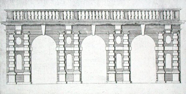 Design for an arcade with balustrade top from 'The Gardens of Wilton', c.1645