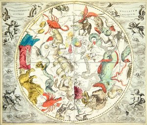 Map of the Southern Hemisphere, from 'The Celestial Atlas, or The Harmony of the Universe' 1660