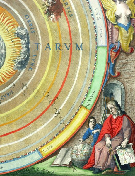 An Astronomer, detail from a map of the planets, from 'A Celestial Atlas, or The Harmony of the Universe'