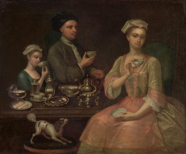 A Family of Three at Tea, c.1727