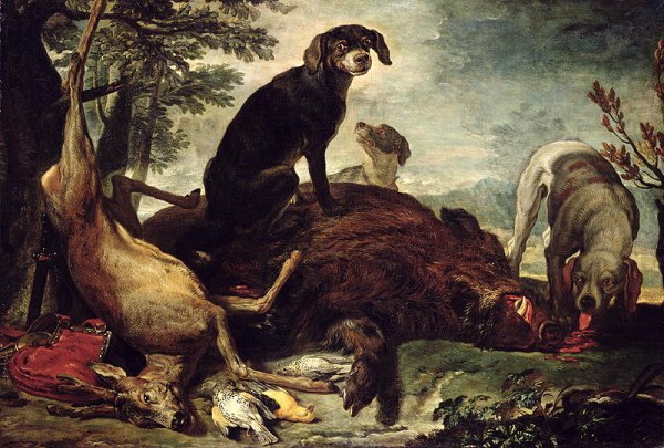 Dogs with Slain Wild Boar and Deer