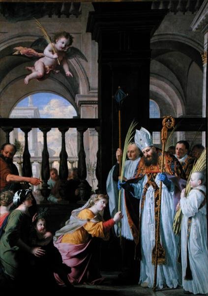 St. Genevieve Receiving a Palm from St. Medard on Palm Sunday