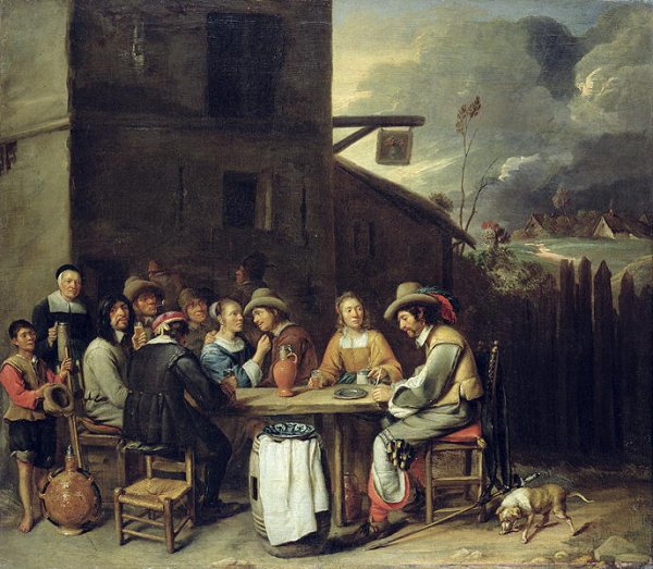 Companions Carousing in front of a Tavern, 1640-50