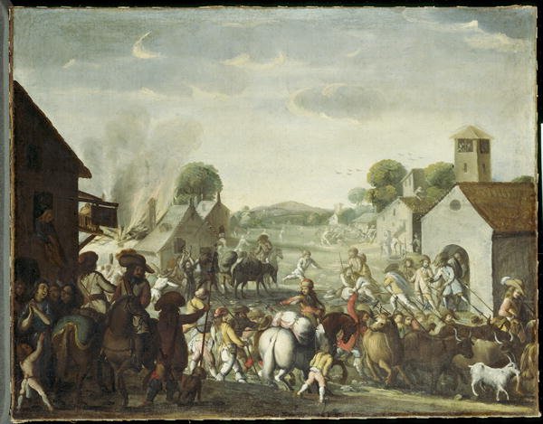 Troops Plundering a Village during the Thirty Year War, 1660