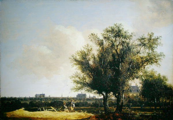 A View of Leiden with figures resting in the foreground