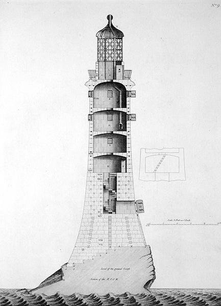 Edystone Lighthouse engraved by Edward Rooker (c.1712-74), 1763