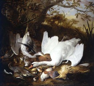 Still Life of Swan and Game in a Landscape