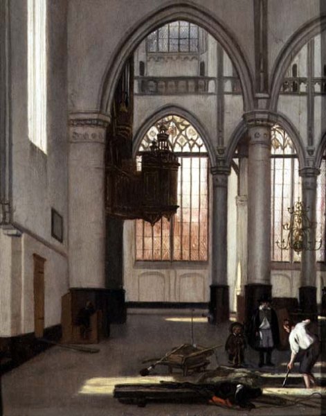 Gravediggers in the west end of the Oude Kerk, Amsterdam