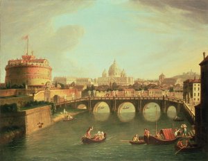 A View of Rome with the Bridge and Castel St. Angelo by the Tiber