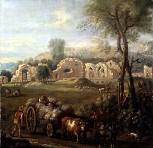 Haycart Passing a Ruined Abbey, c.1740-50