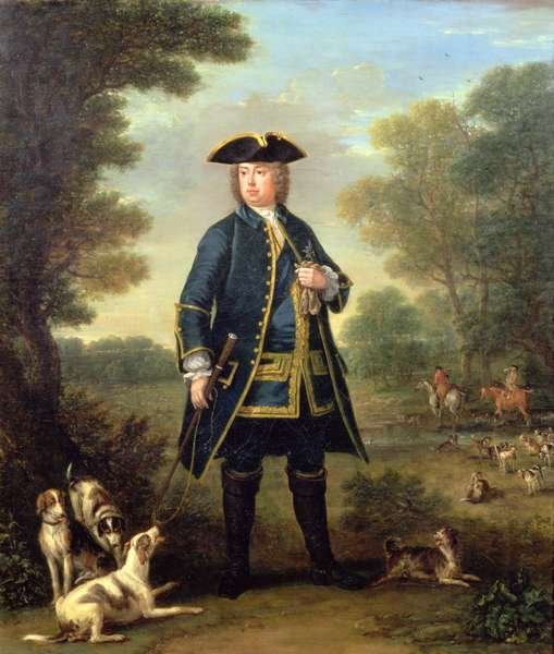 Portrait of Sir Robert Walpole (1676-1745) as Master of the Kings Staghounds in Windsor Forest