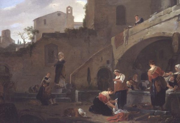 Washerwomen by a Roman Fountain