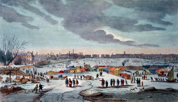 Frost Fair on the River Thames near the Temple Stairs in 1683-84, engraved by James Stow (1770-c.1820), pub. 1825 by Robert Wilkinson