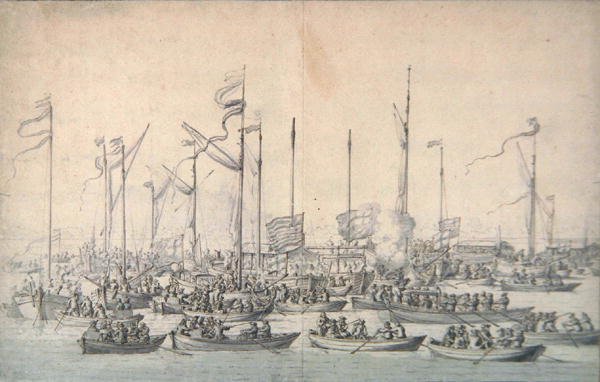 Celebration on the Thames near Whitehall, after the Coronation of James II 1633-1701