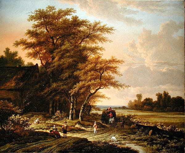 Evening Landscape with Travellers on a Path