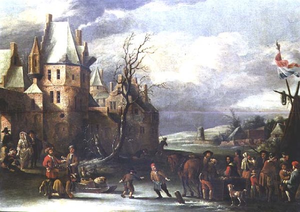 Winter Landscape with Figures before a Town