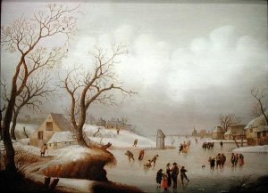 Winter Landscape with Figures Skating