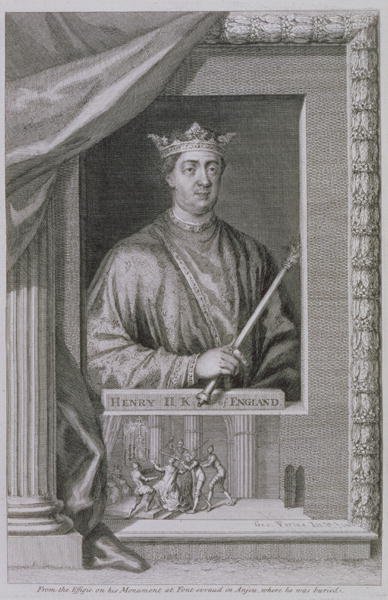 Henry II 1133-89 King of England from 1154, from the effigy on his monument at Fontevrault in Anjou, engraved by the artist