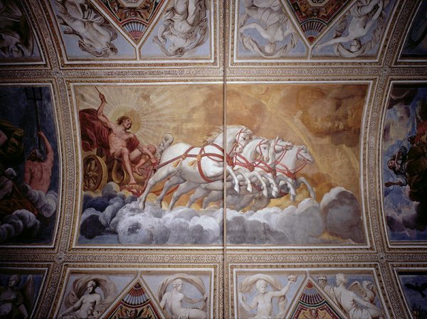 The Sun God driving his chariot across the sky, ceiling painting