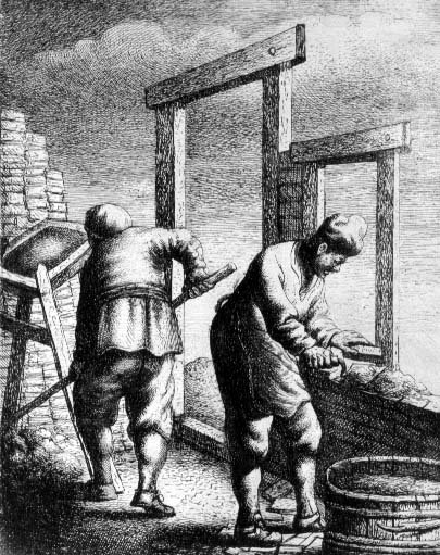 Bricklayers, from a series depicting trades and professions, c.163