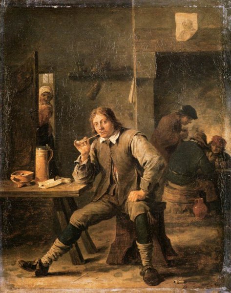 A Smoker Leaning on a Table, 1643