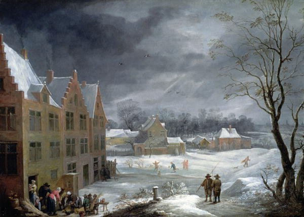 Winter Scene with a Man Killing a Pig