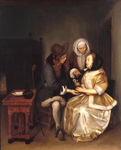 An Interior with a Couple and a Procuress- The Glass of Lemonade