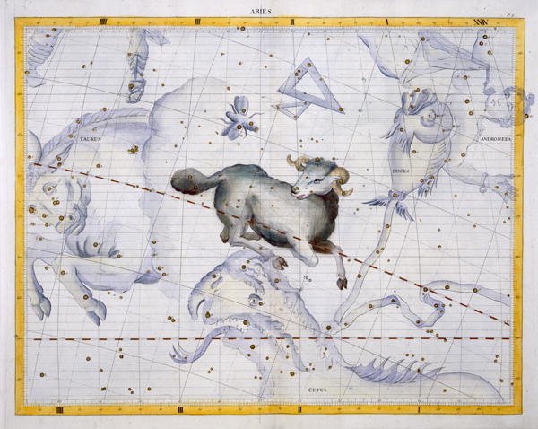 Constellation of Aries, plate 4 from Atlas Coelestis, by John Flamsteed 1646-1710, published in 1729