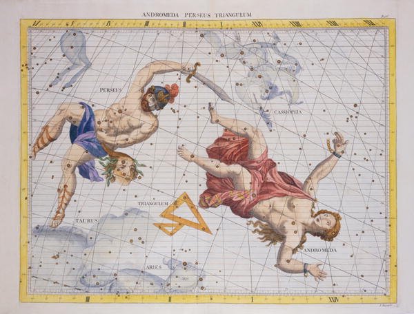 Constellation of Perseus and Andromeda, from Atlas Coelestis, by John Flamsteed 1646-1719, pub. in 1729