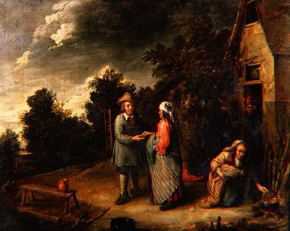 Peasants by a Cottage