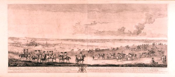 View of a horse match over the Long Course at Newmarket, c.1723