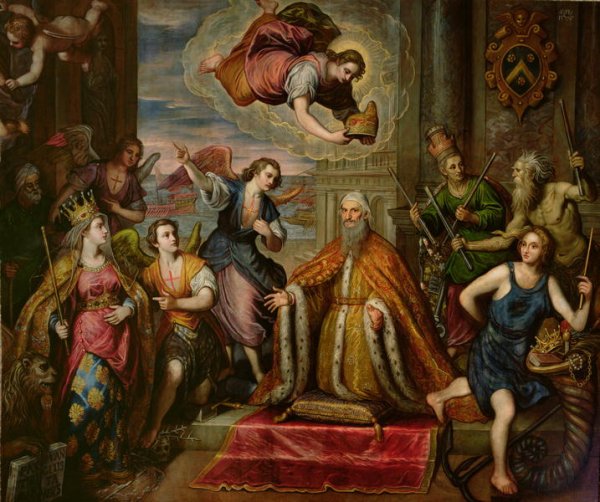 Doge Giovanni Bembo d.1615 kneeling before the personification of the City of Venice