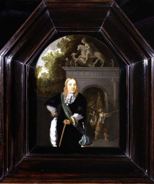 Portrait of Captain Jacobus Van Der Burgh standing before the Doeler Poort, Leiden