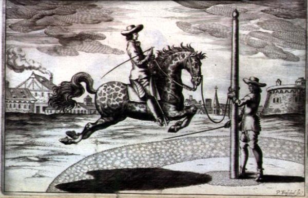 A Horse en Capriole from New Treatise for Breeding Horses written by Winters, Stuterey and Reit-Schul, engraved by the artist, pub. 1672