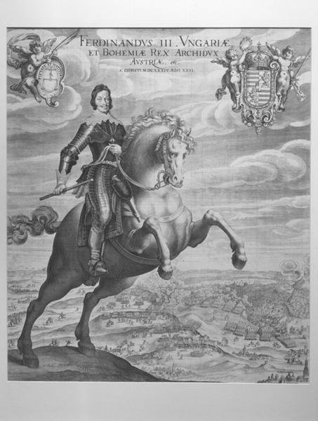 Portrait of Ferdinand III, Holy Roman Emperor, on horseback during the Battle of Noerdlingen, 6th September 1634, 1634