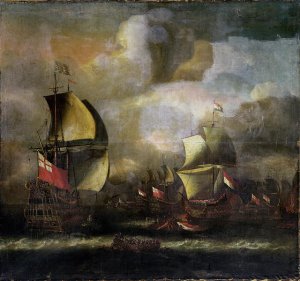 A Battle between English and Dutch fleets