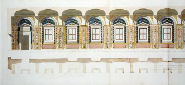 Vertical section of the second floor of the Raphael Loggia at the Vatican, from 'Delle Loggie di Rafaele nel Vaticano, published c.1772-77