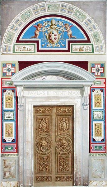 Doorway to the Raphael Loggia at the Vatican, from Delle Loggie di Rafaele nel Vaticano, engraved by Giovanni Ottaviani c.1735-1808, published c.1772-77 2