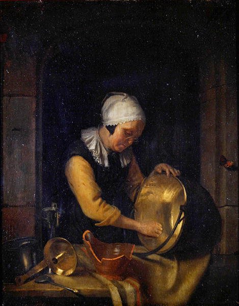 An Old Woman Scouring a Pot, c.1660