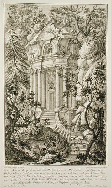 Temple in a garden, engraved by Jacob Andreas Fridrich 1714-79