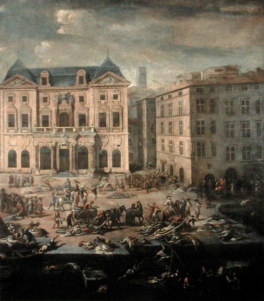 View of the Town Hall, Marseilles during the Plague of 1720