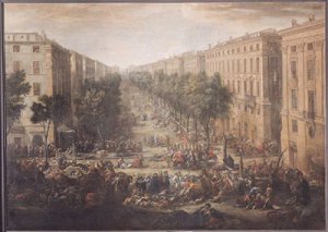 View of the Cours Belsunce, Marseilles, During the Plague of 1720, 1721