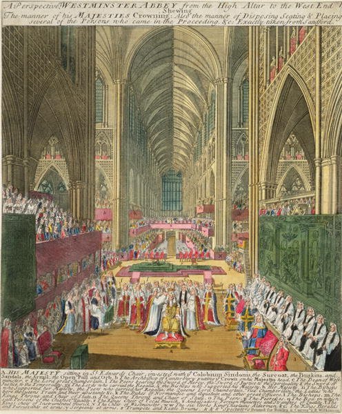 The Coronation of King James II 1633-1701 from a commemorative book by Francis Sandford, first published 1697