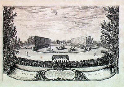 Stage on the Large Pond representing the Isle of Alcine, third day of Les Plaisirs de lIle Enchantee, 9th May 1664