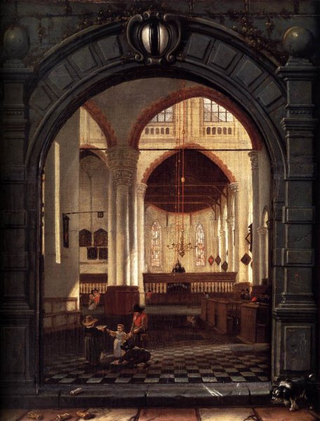 Interior of the Oude Kerk, Delft, Seen through a Stone Archway 1653