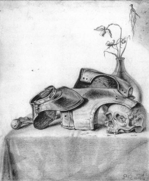 Vanitas Still-Life with Gorget and Cuirass c. 1640